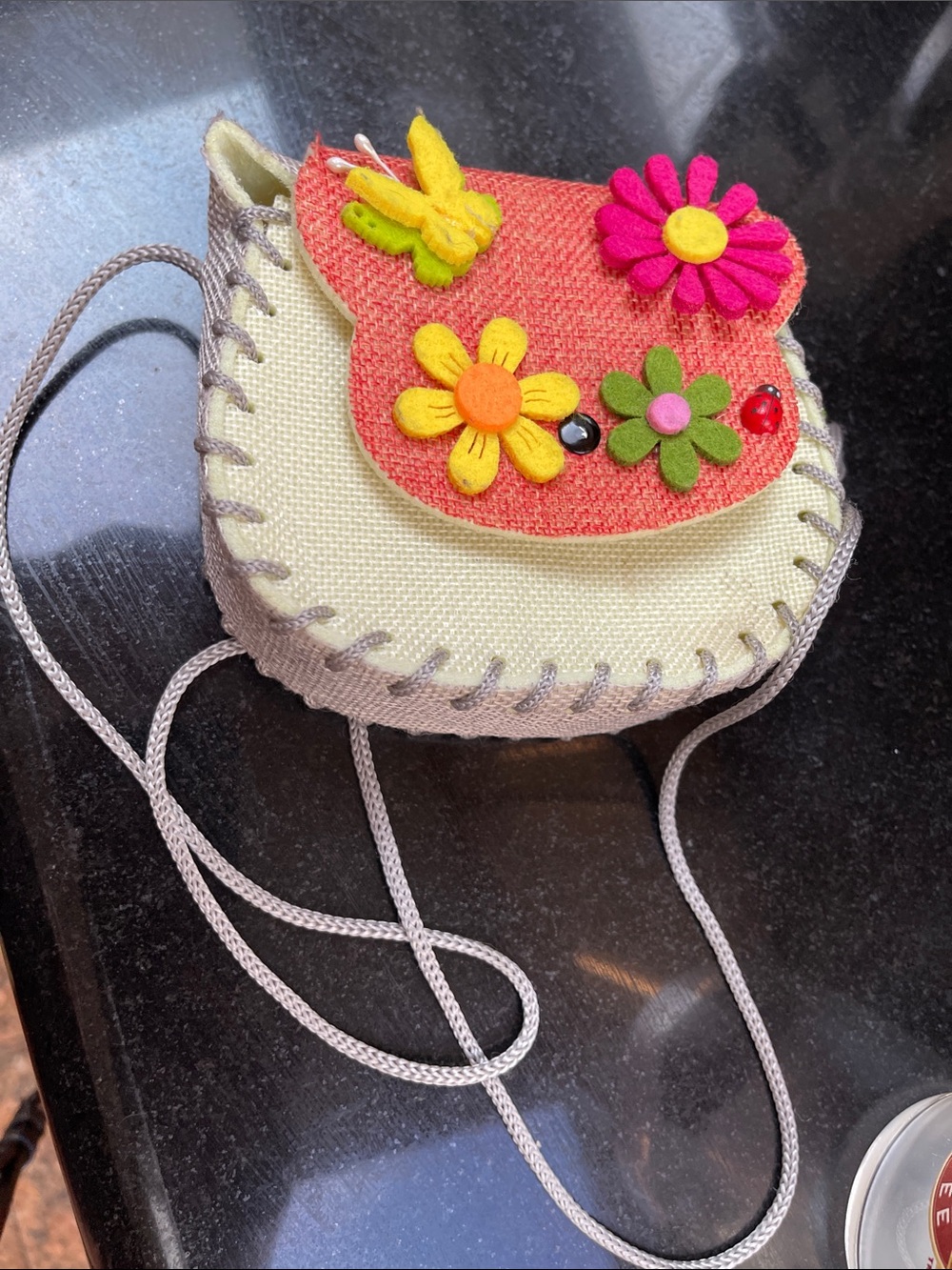 Kids Floral Felt Crossbody Bag - Pink and Cream PORTUGAL - Picture 4 of 4